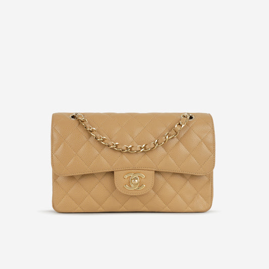 Chanel Vintage Small Classic Flap - Beige Caviar | Gold Hardware