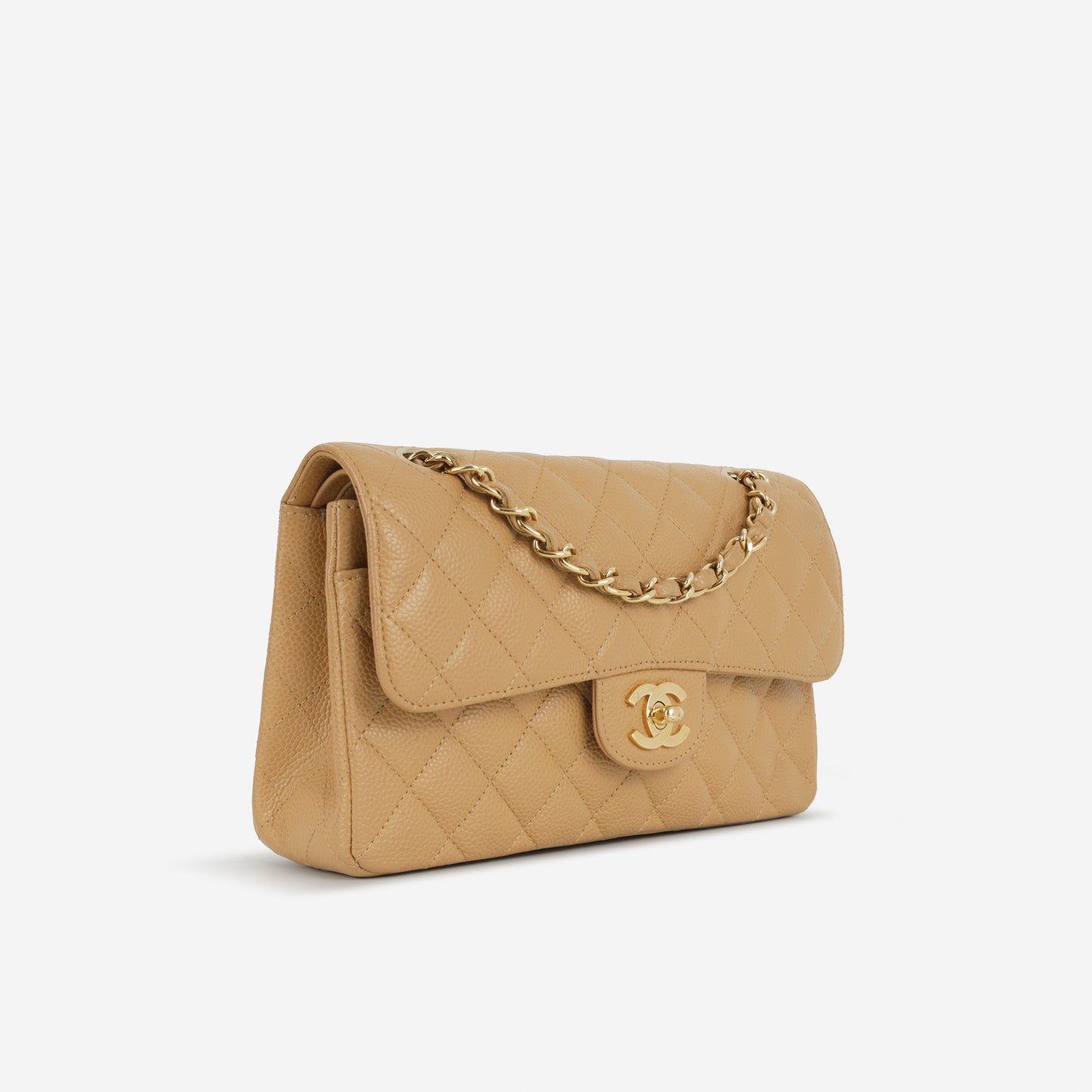 Chanel Vintage Small Classic Flap - Beige Caviar | Gold Hardware
