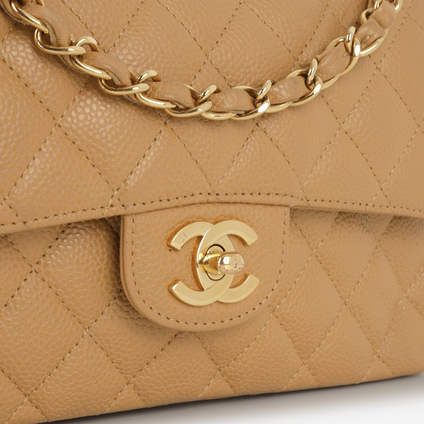 Chanel Vintage Small Classic Flap - Beige Caviar | Gold Hardware