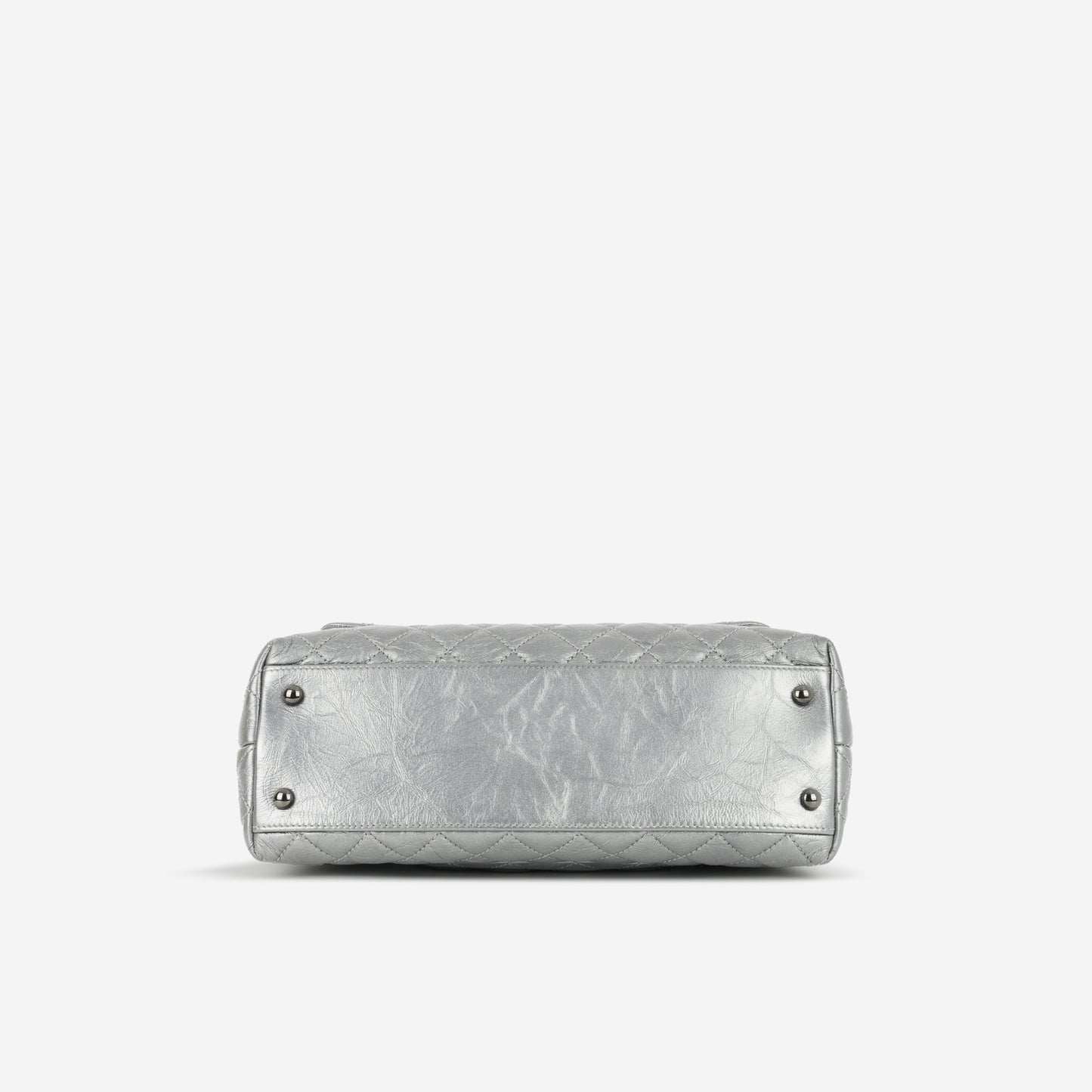 Chanel Medium Coco Handle - Silver Crumpled Calfskin | Black Hardware