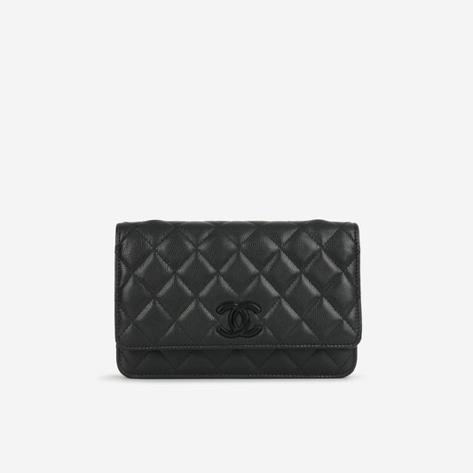 Chanel Seasonal Wallet On Chain - So Black Caviar