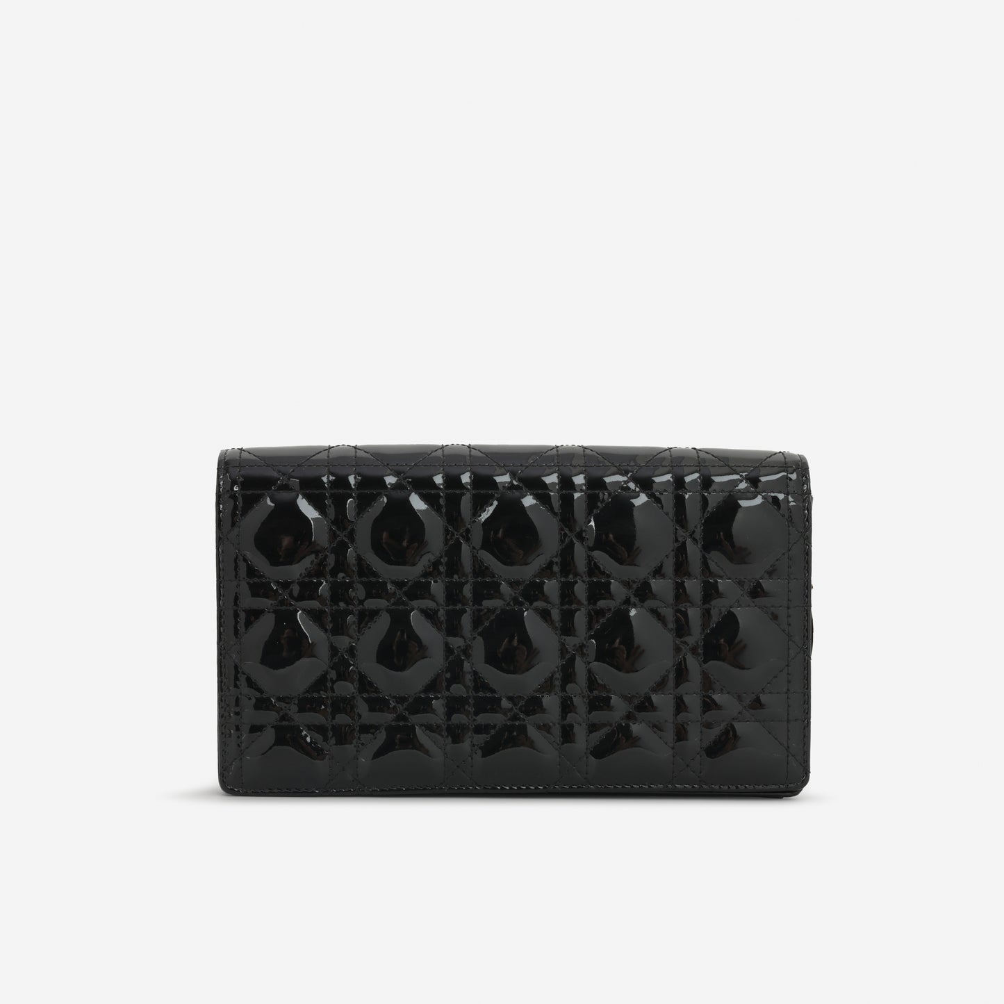 Lady Dior Pouch - Black Patent Cannage | Champagne Gold Hardware