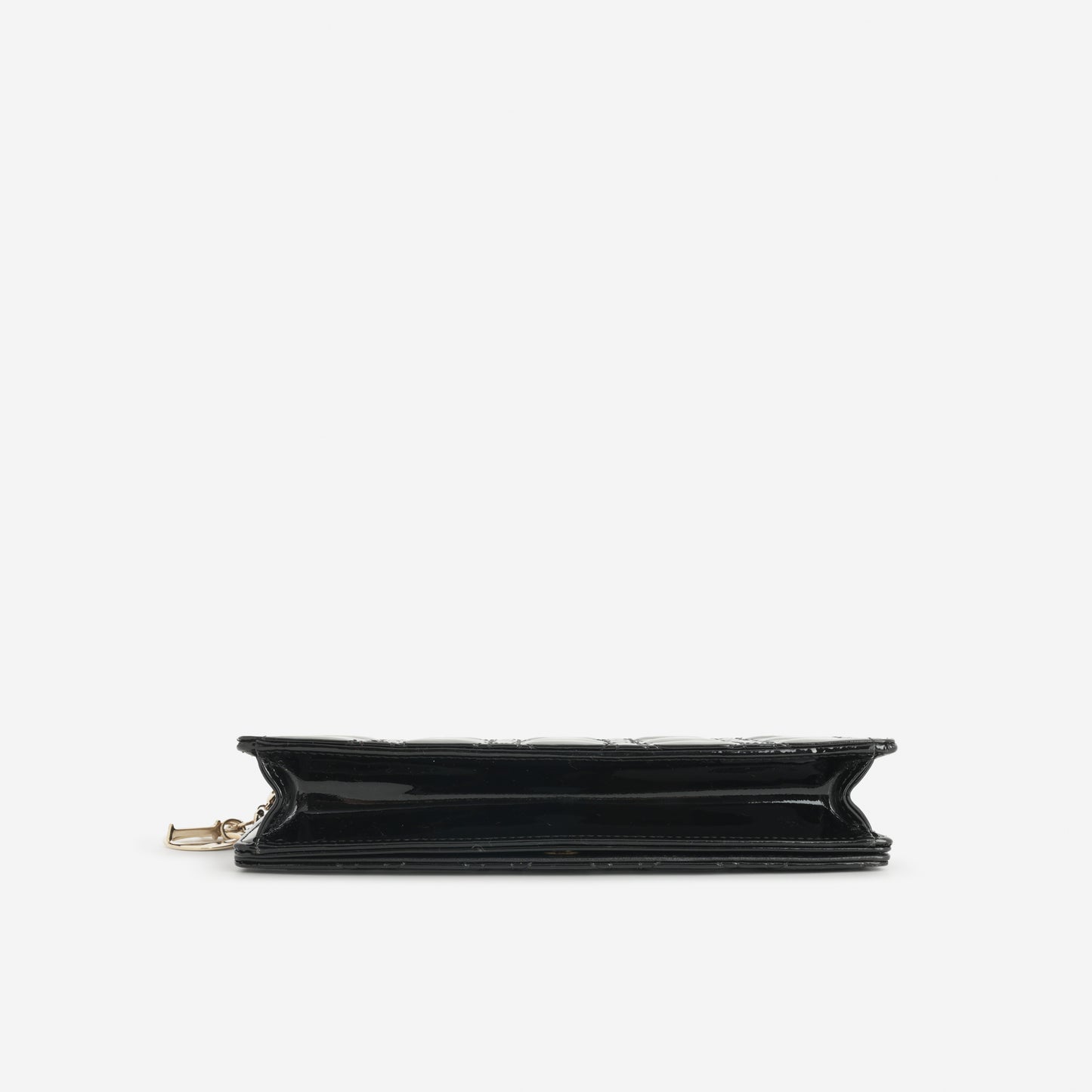 Lady Dior Pouch - Black Patent Cannage | Champagne Gold Hardware