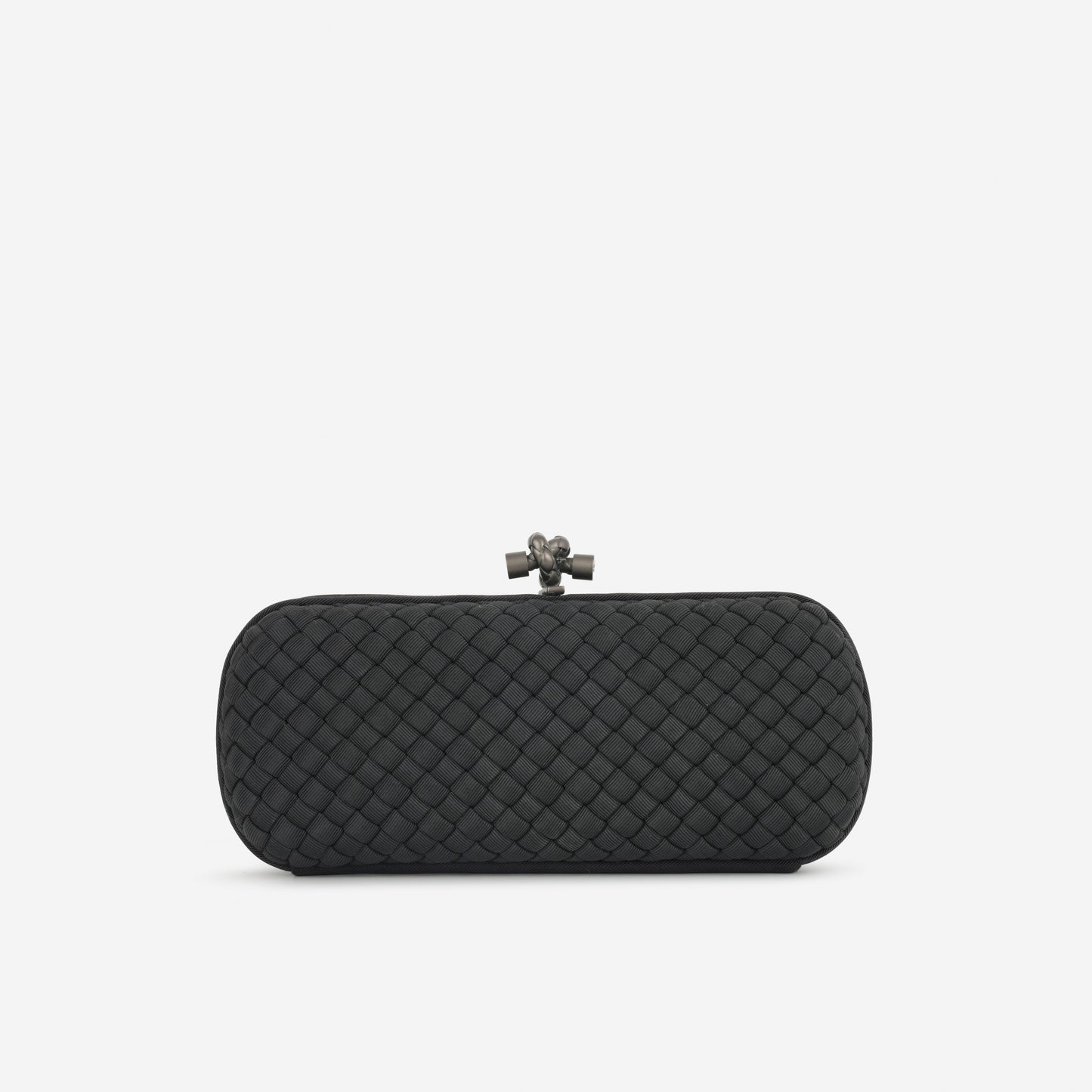 Bottega Long Knot Clutch - Black Fabric | Gunmetal Hardware