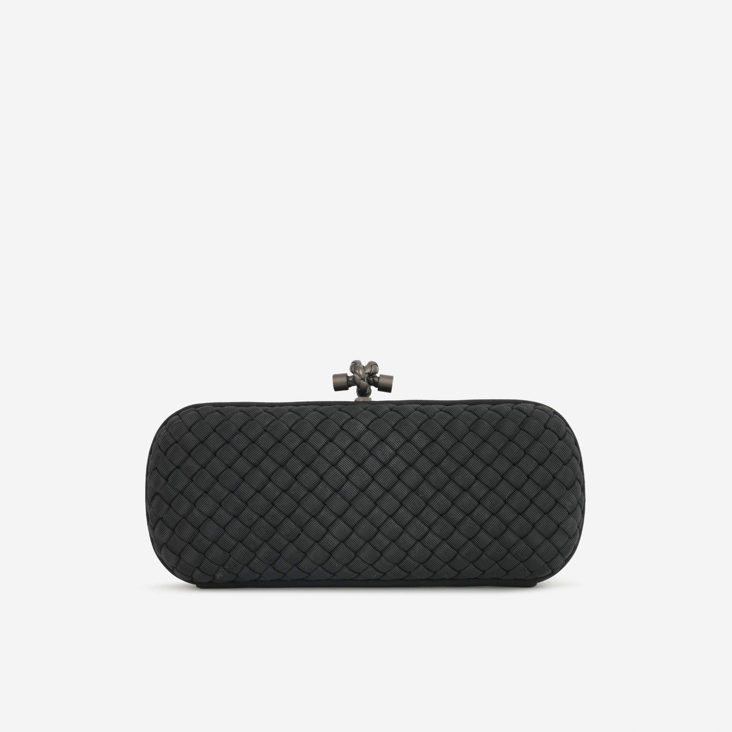 Bottega Long Knot Clutch - Black Fabric | Gunmetal Hardware