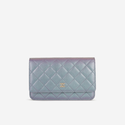 Chanel Classic Wallet on Chain - Iridescent Purple Caviar | Champagne Gold Hardware