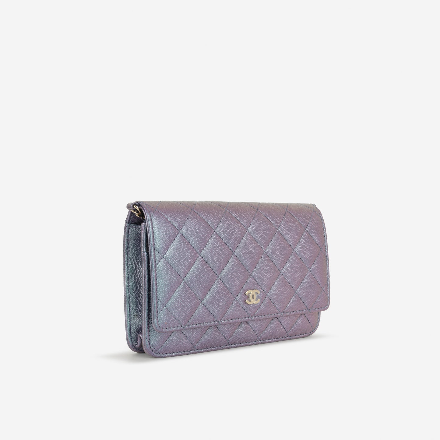 Chanel Classic Wallet on Chain - Iridescent Purple Caviar | Champagne Gold Hardware