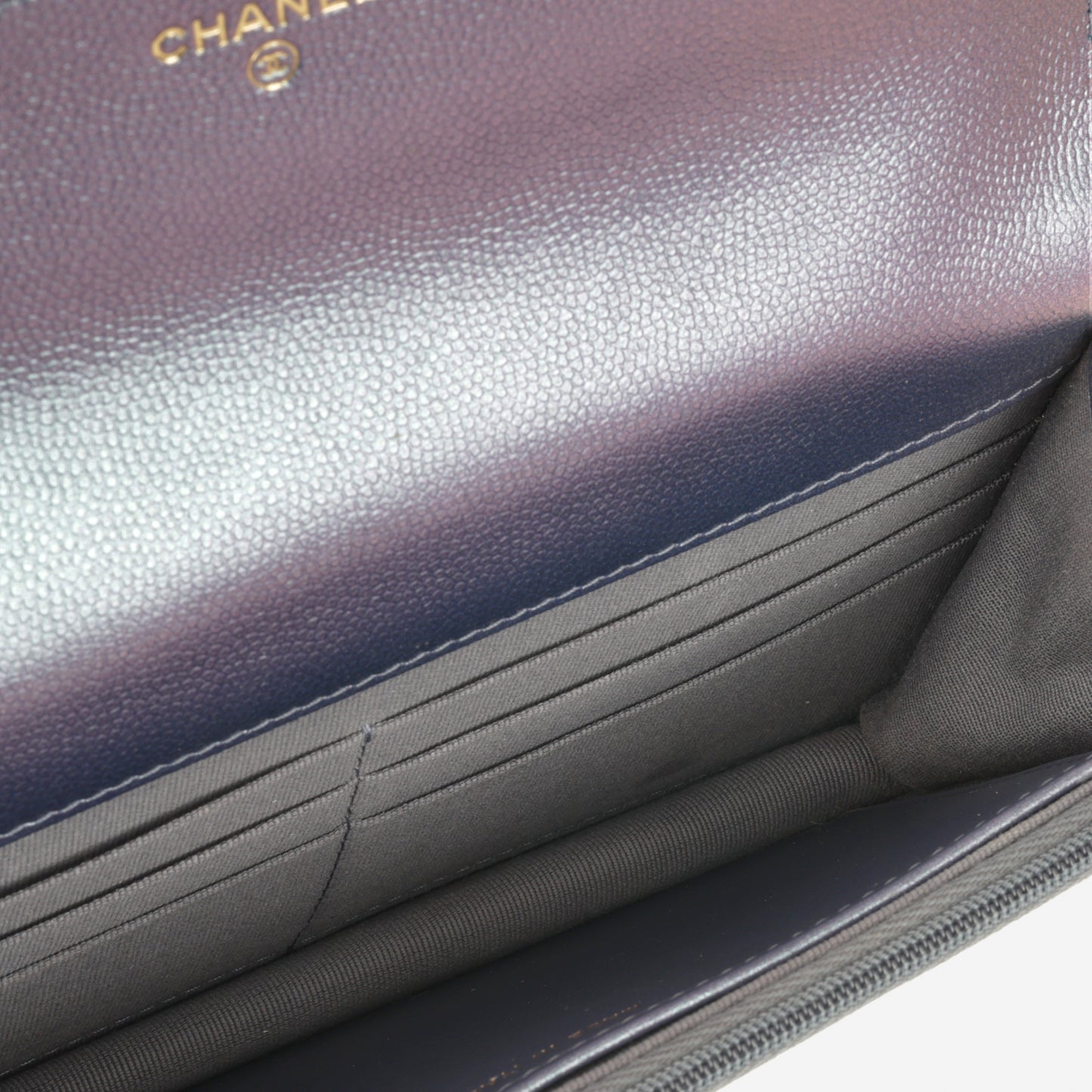 Chanel Classic Wallet on Chain - Iridescent Purple Caviar | Champagne Gold Hardware