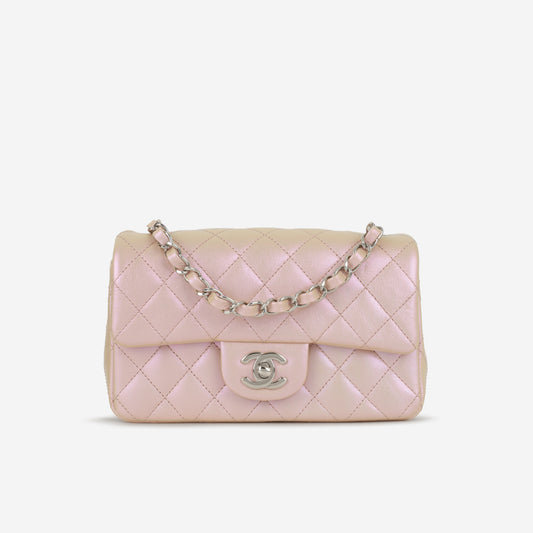 Chanel Mini Rectangular - Iridescent Pink Calfskin | Silver Hardware