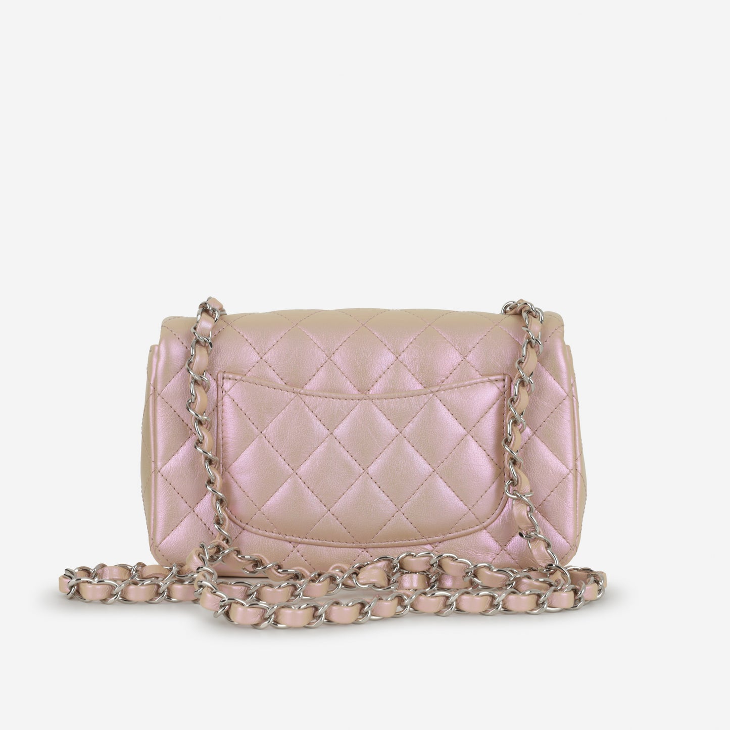 Chanel Mini Rectangular - Iridescent Pink Calfskin | Silver Hardware