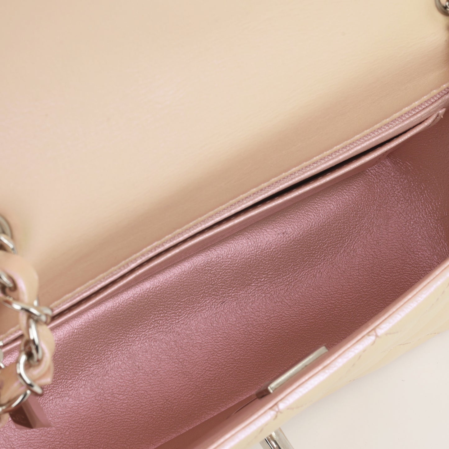 Chanel Mini Rectangular - Iridescent Pink Calfskin | Silver Hardware