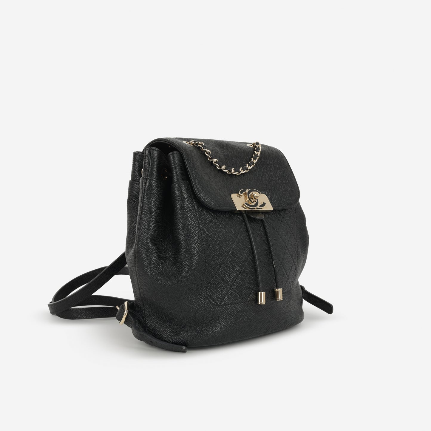 Chanel Matelasse Chain Backpack - Black Caviar | Champagne Gold Hardware