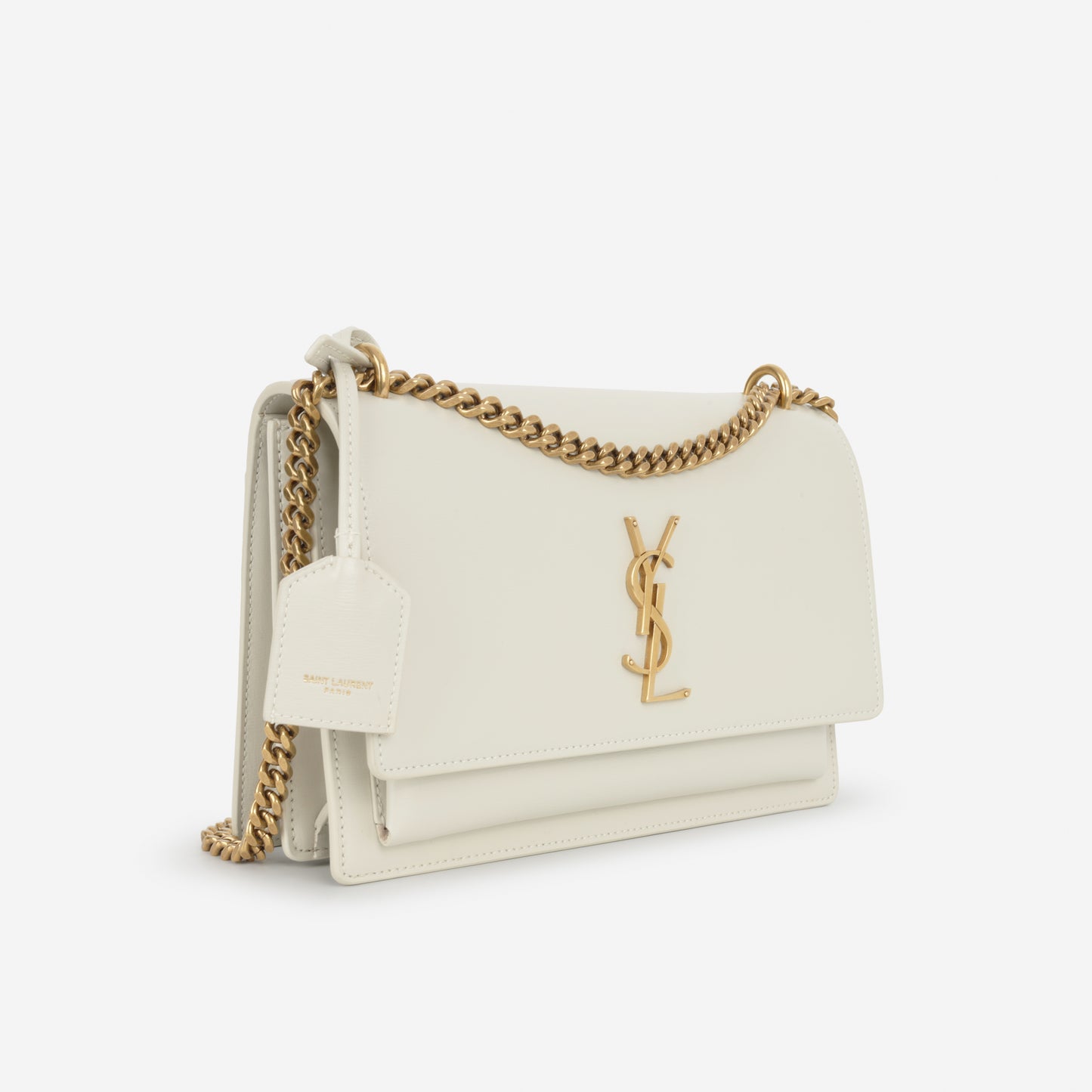 Saint Laurent Medium Sunset - Blanc Vintage Calfskin | Gold Hardware