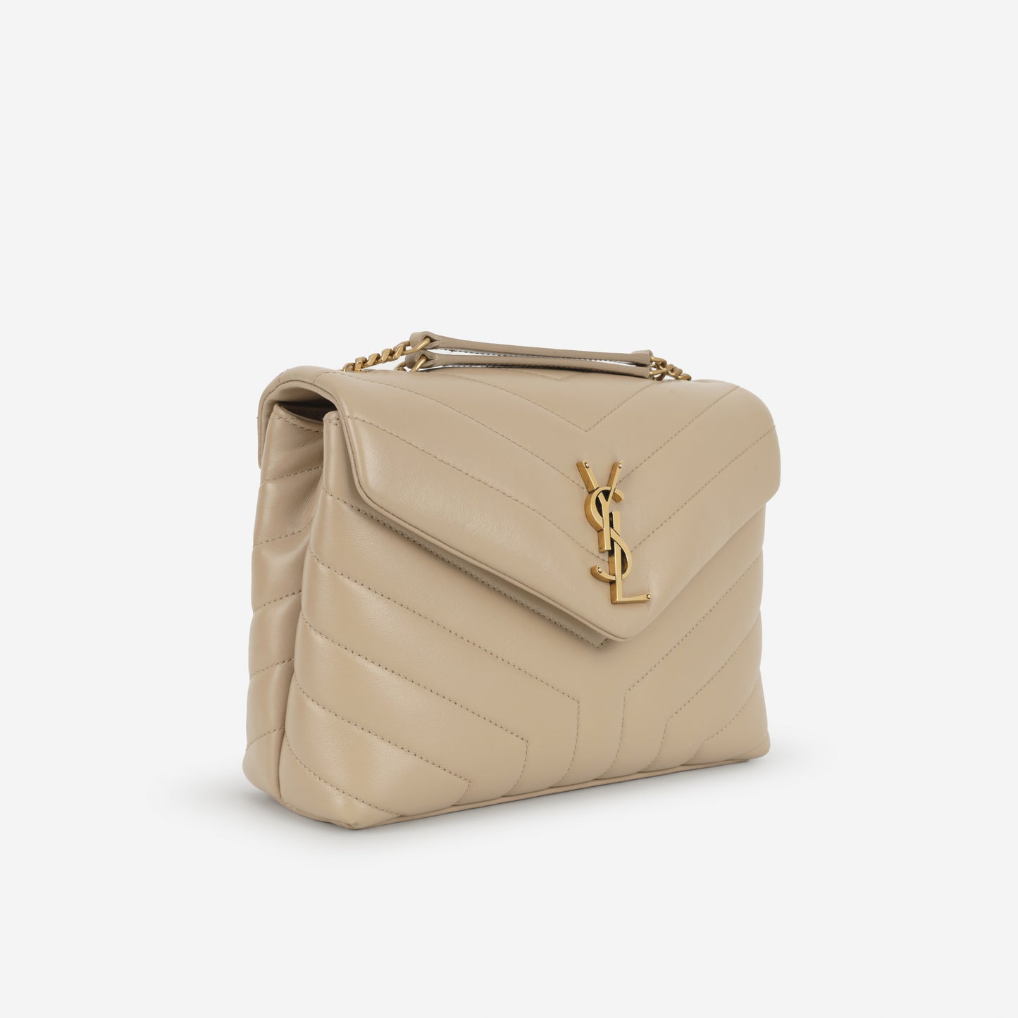 Saint Laurent Small Loulou - Beige Calfskin | Gold Hardware