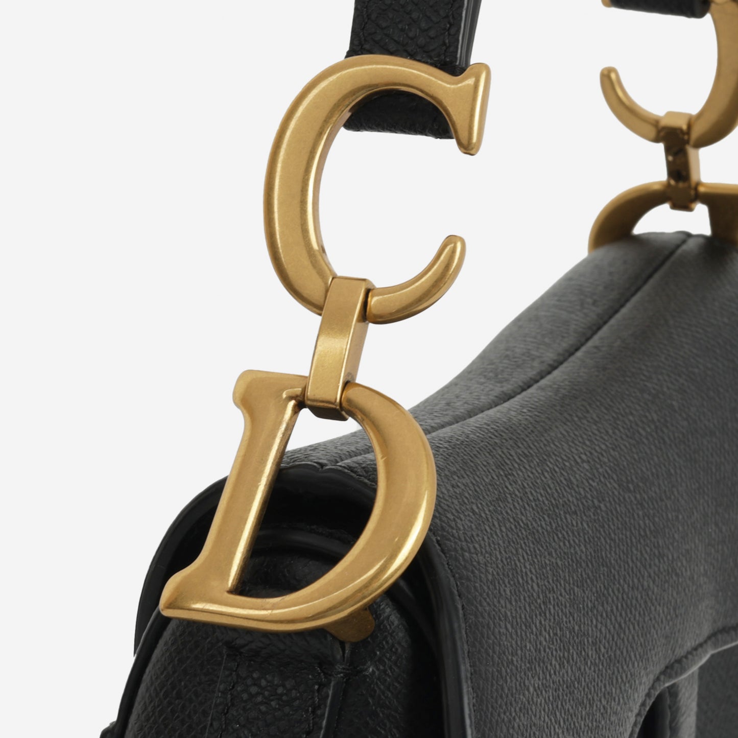Dior Mini Saddle -  Black Grained Calfskin | Gold Hardware
