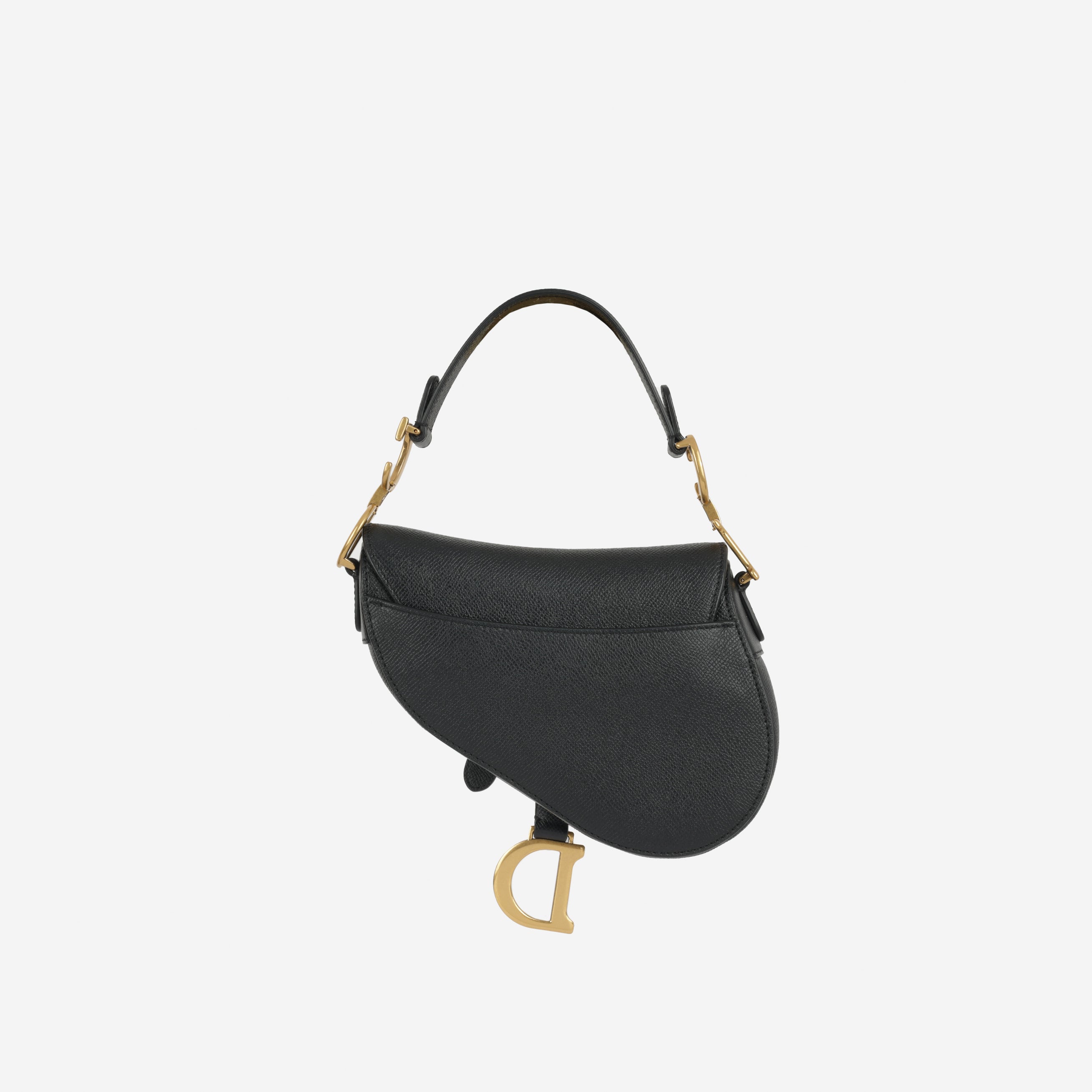 Dior Mini Saddle - Black Grained Calfskin | Gold Hardware – Bagista