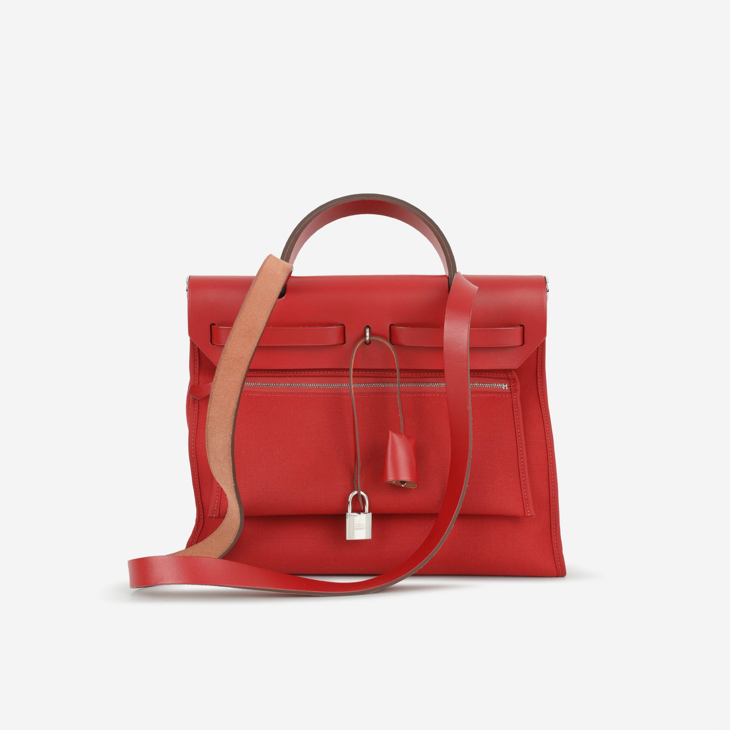 Hermès Herbag 31 - Rouge Piment Canvas / Hunter | Palladium Hardware