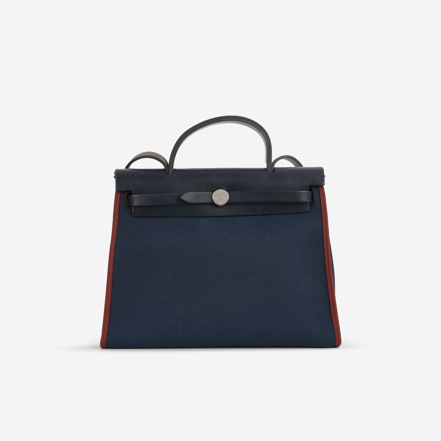 Hermès Herbag 31 - Blue Marine Canvas / Rouge H Trim | Palladium Hardware