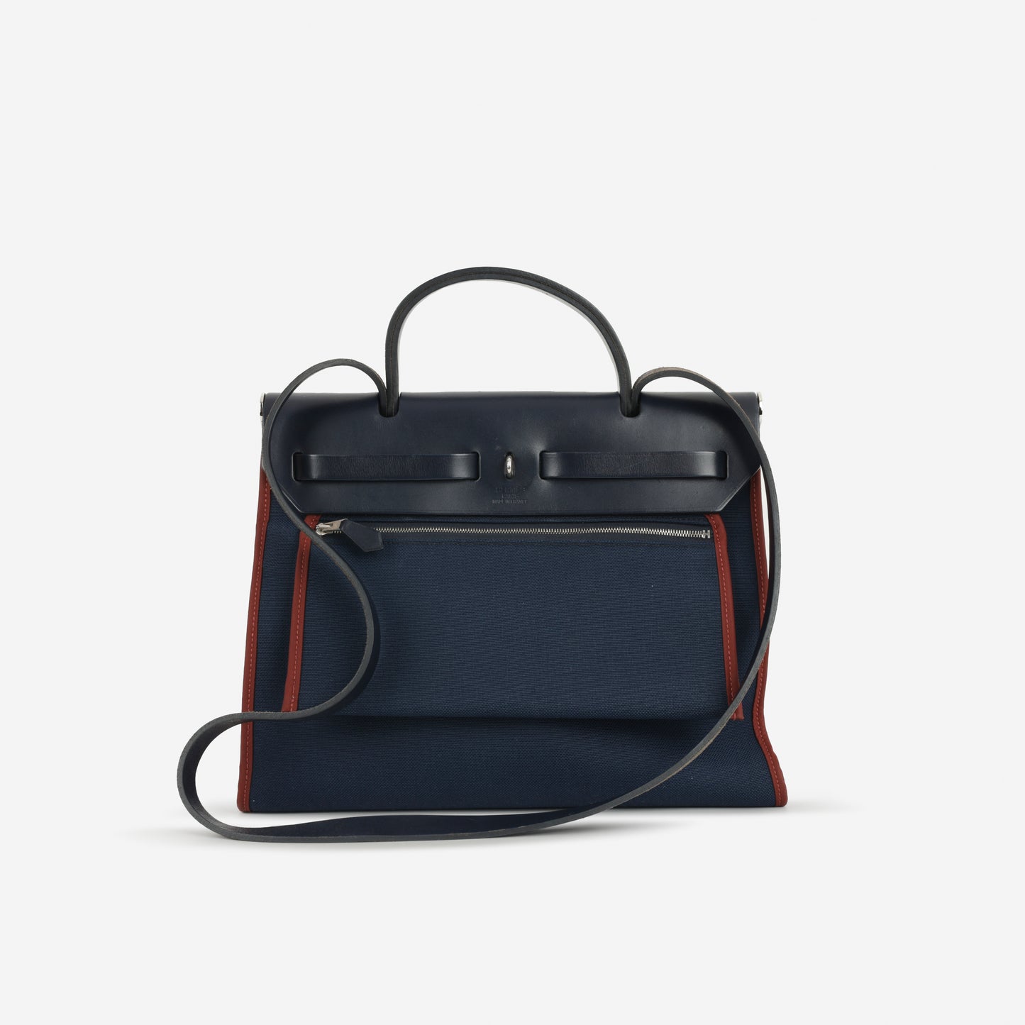 Hermès Herbag 31 - Blue Marine Canvas / Rouge H Trim | Palladium Hardware