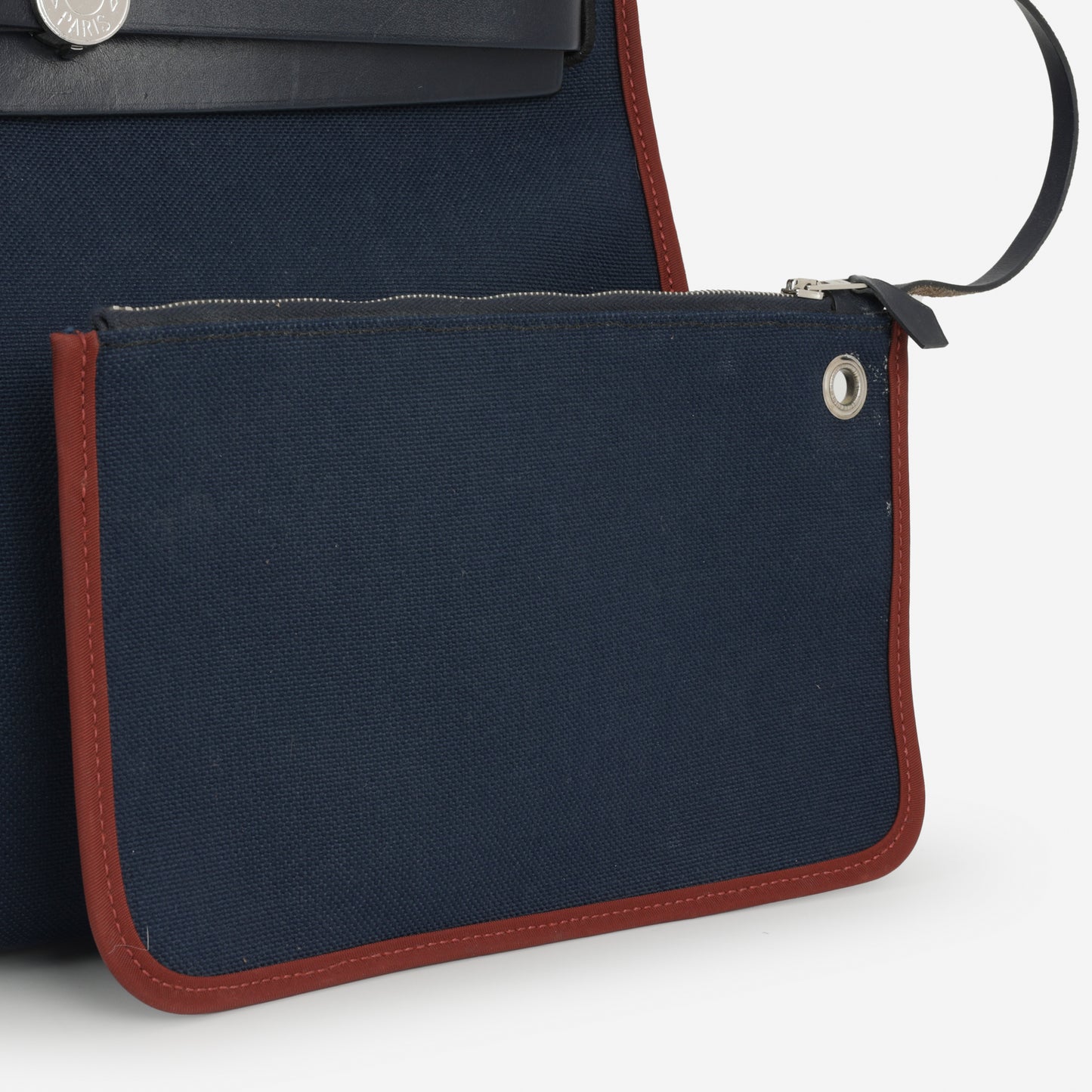 Hermès Herbag 31 - Blue Marine Canvas / Rouge H Trim | Palladium Hardware