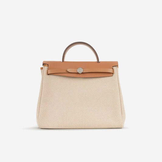 Hermès Herbag 31 - Ecru Viking Criss Toile Canvas / Naturel Sable Hunter | Palladium Hardware