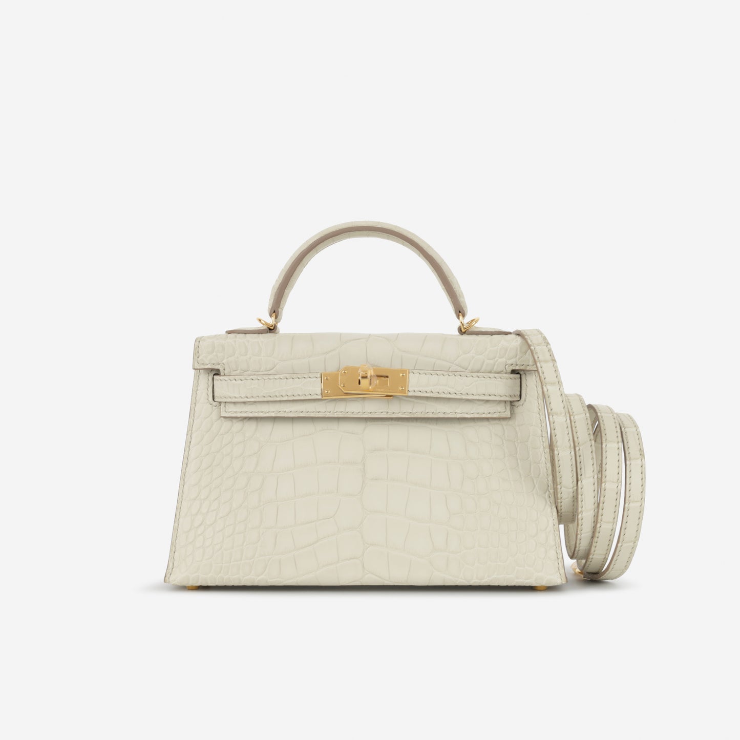 Hermès Mini Kelly - Beton Alligator Mississippiensis | Gold Hardware
