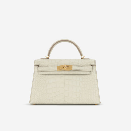Hermès Mini Kelly - Beton Alligator Mississippiensis | Gold Hardware