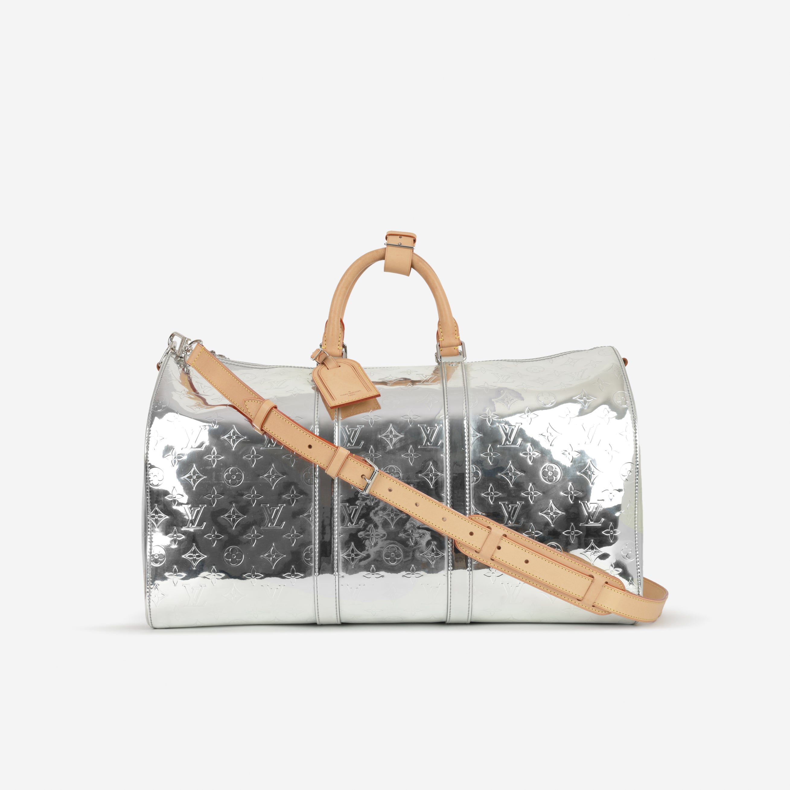 Louis Vuitton Virgil Abloh Keepall 50 - Silver Metallic Monogram – Bagista