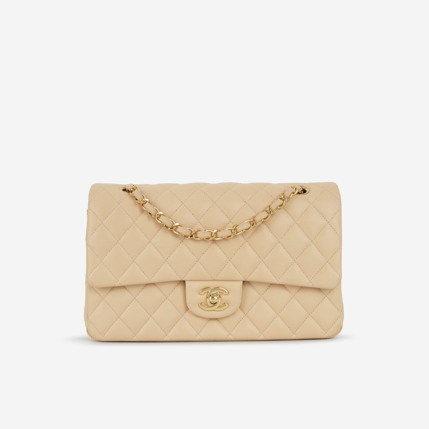 Chanel Medium Classic Flap - Beige Lambskin | Gold Hardware