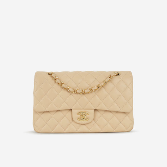 Chanel Medium Classic Flap - Beige Lambskin | Gold Hardware