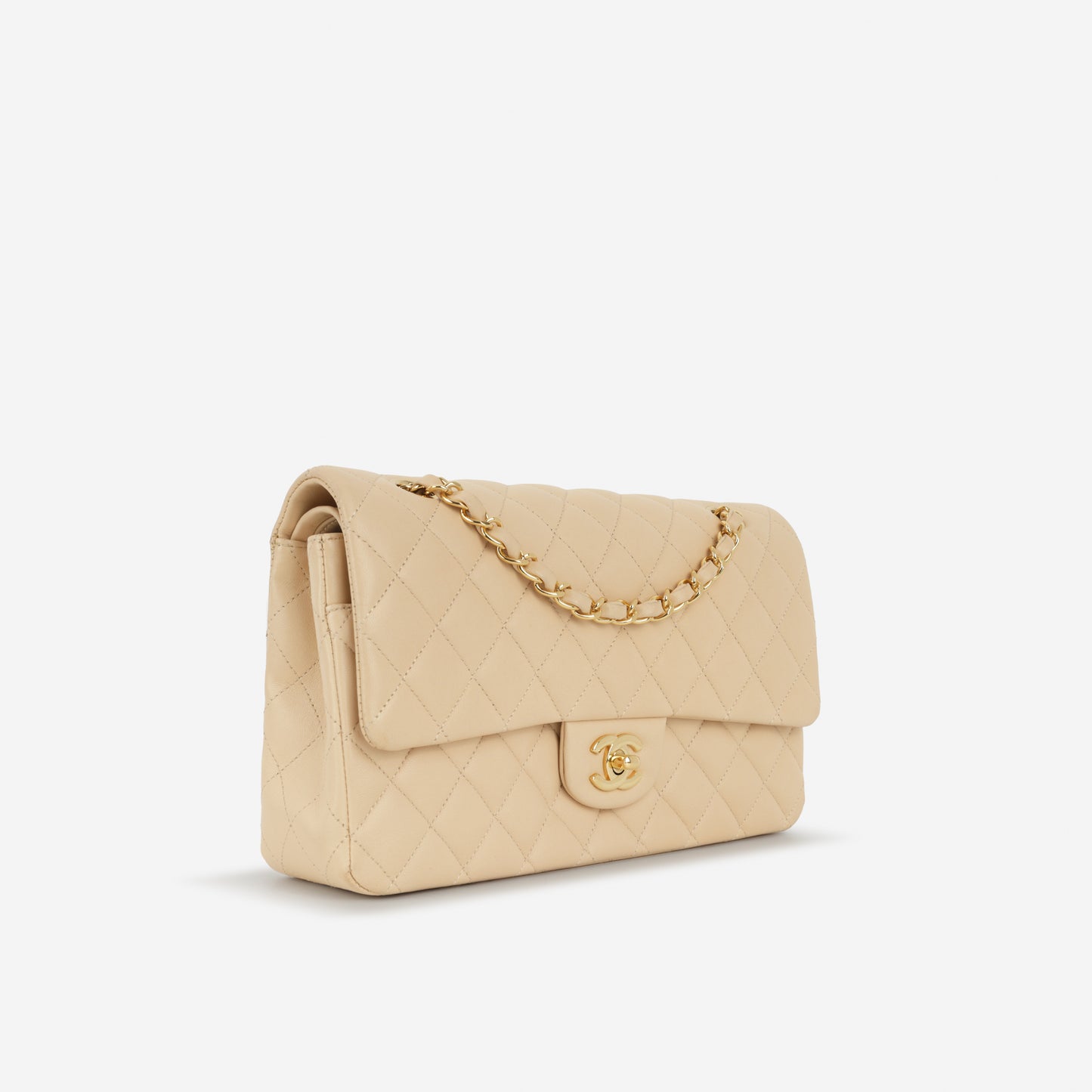 Chanel Medium Classic Flap - Beige Lambskin | Gold Hardware