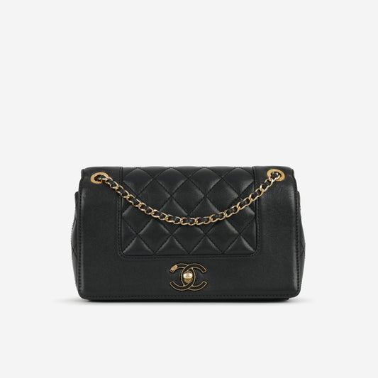 Chanel Small Mademoiselle Flap Bag - Black Calfskin | Gold Hardware