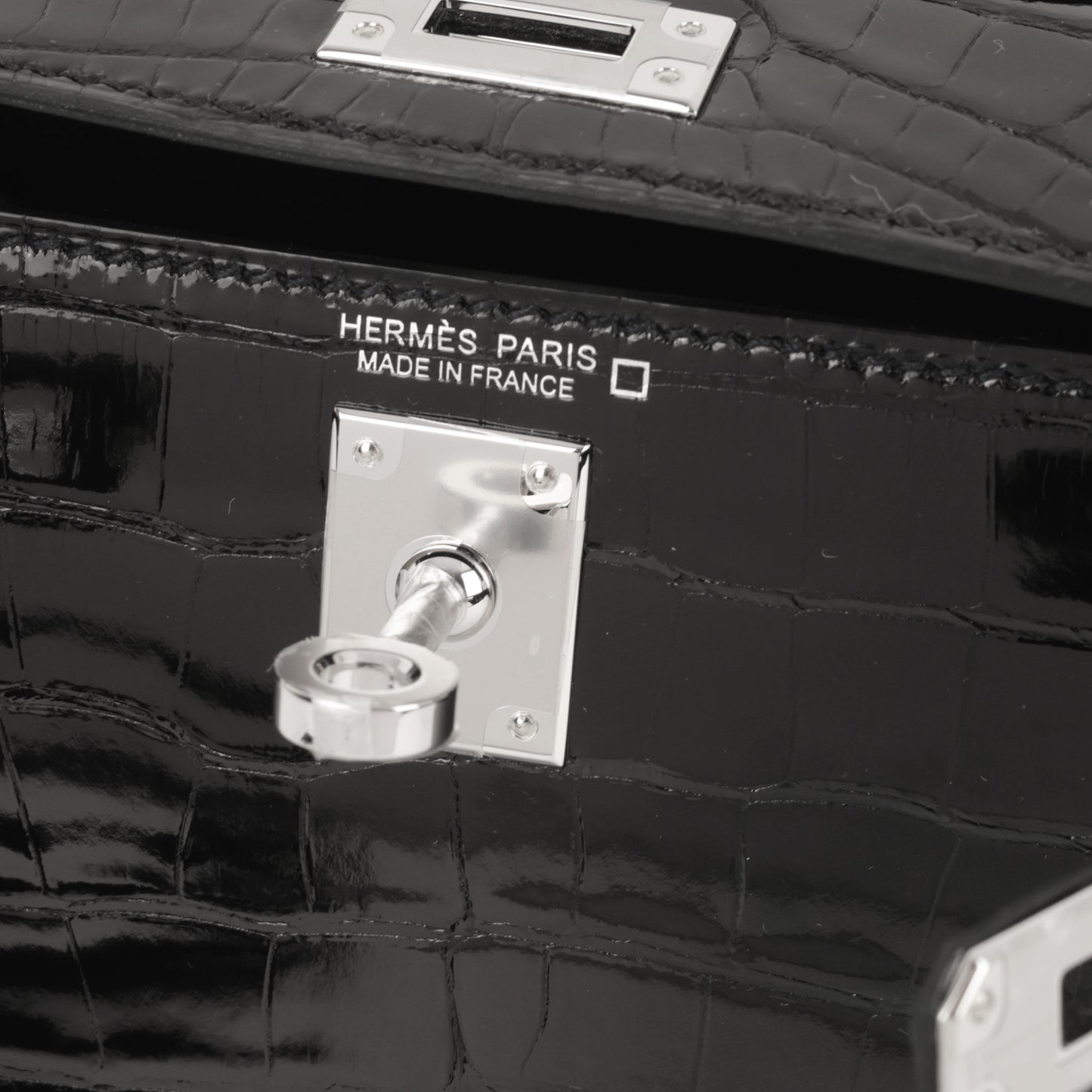Hermès Mini Kelly - Black Shiny Alligator | Palladium Hardware