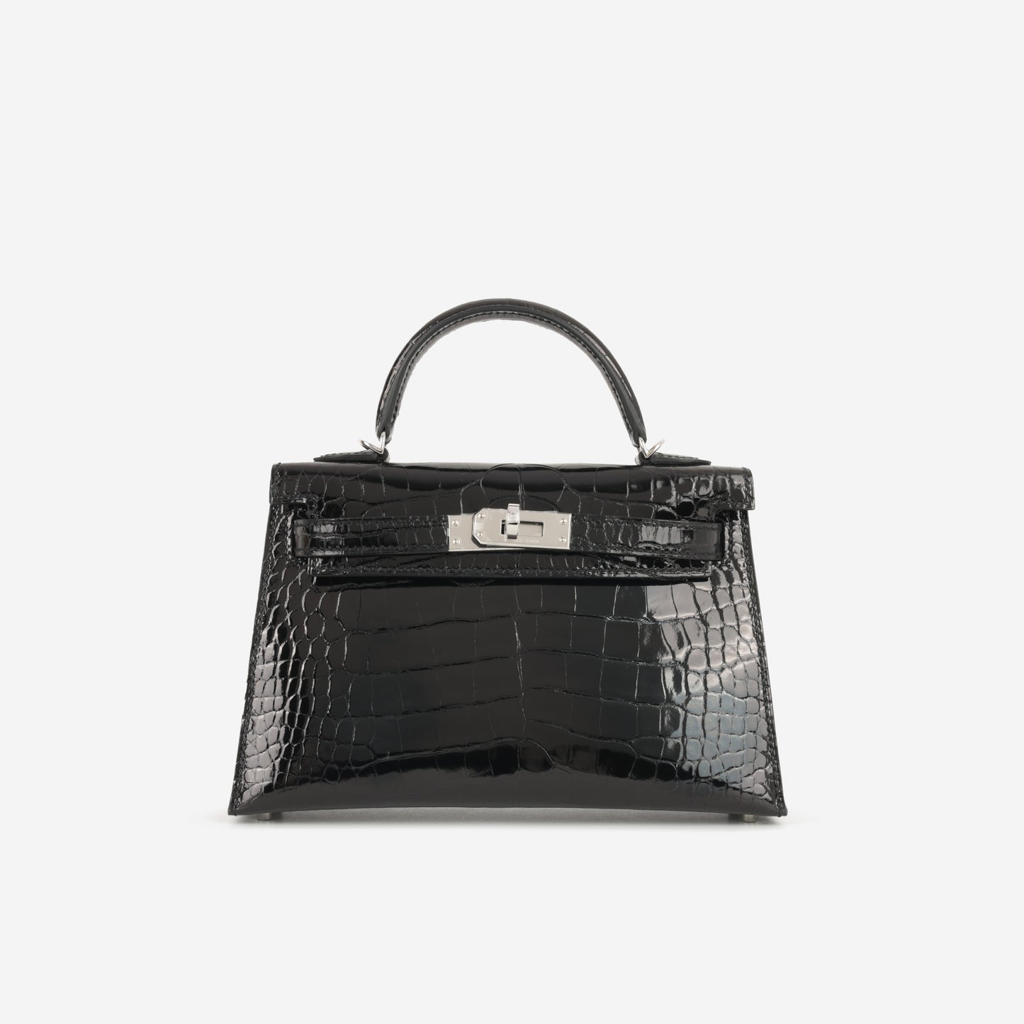 Hermès Mini Kelly - Black Shiny Alligator | Palladium Hardware
