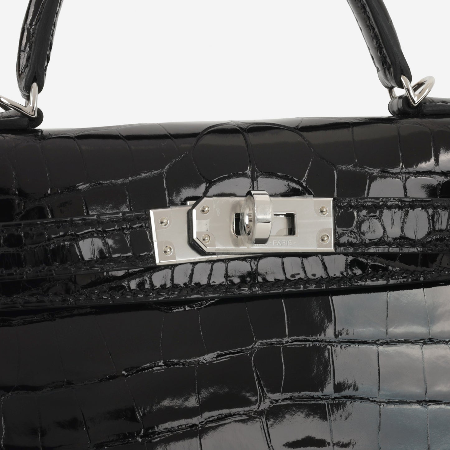 Hermès Mini Kelly - Black Shiny Alligator | Palladium Hardware