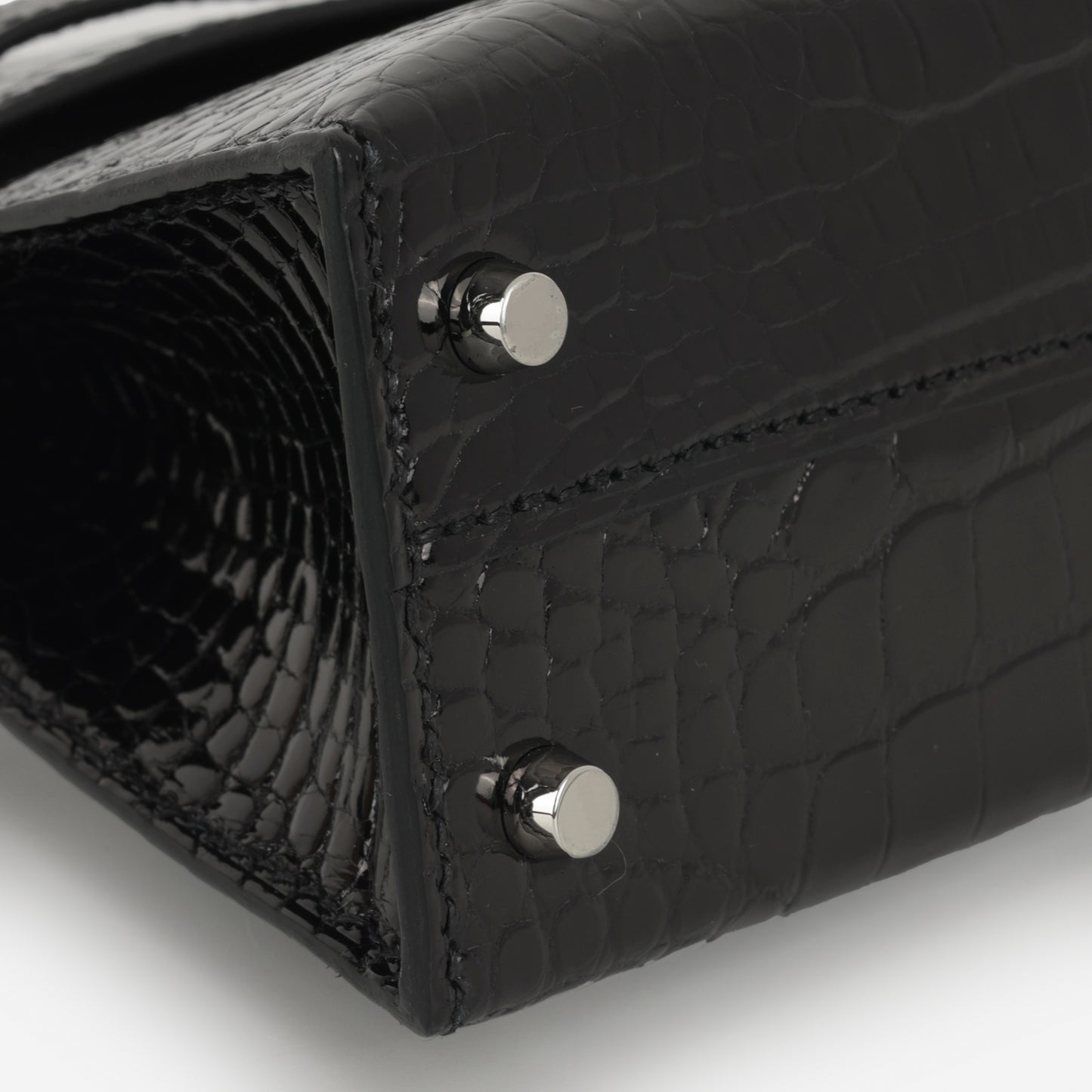 Hermès Mini Kelly - Black Shiny Alligator | Palladium Hardware