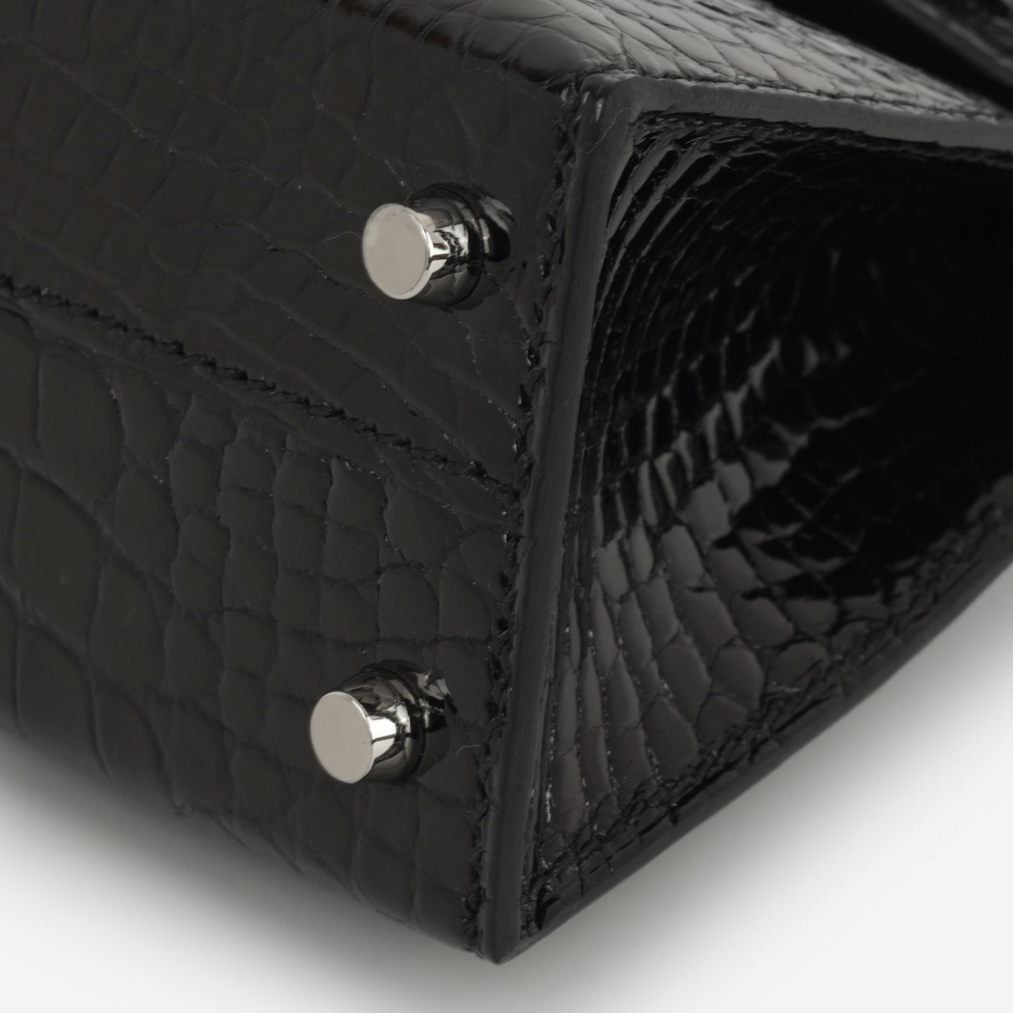Hermès Mini Kelly - Black Shiny Alligator | Palladium Hardware