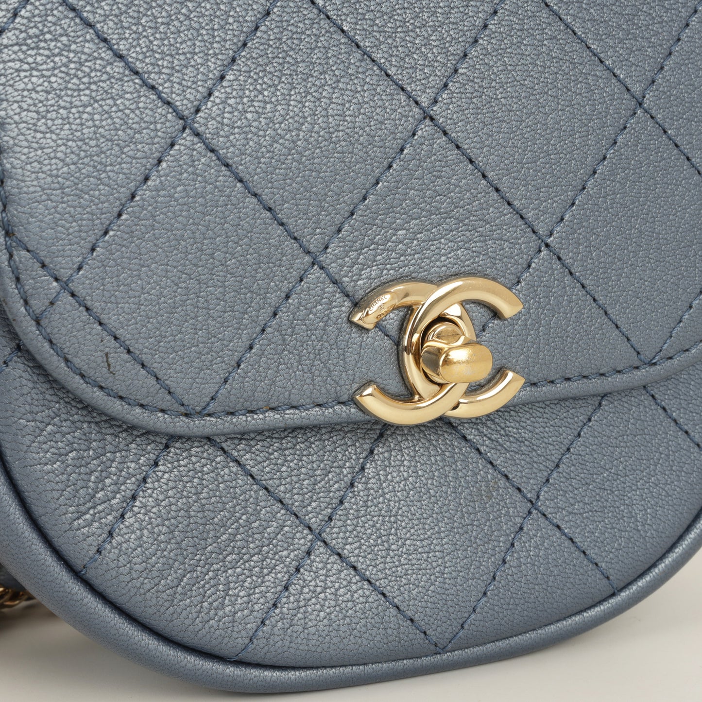 Chanel Casual Trip Crossbody Flap Bag - Blue Metallic Calfskin | Champagne Gold Hardware