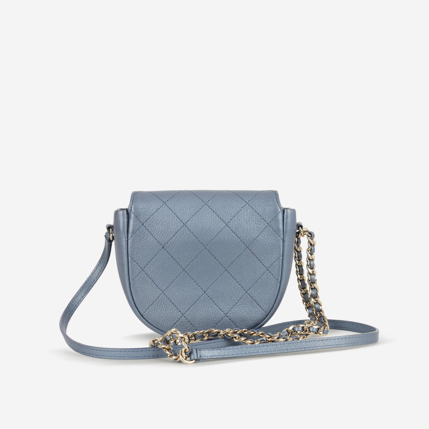 Chanel Casual Trip Crossbody Flap Bag - Blue Metallic Calfskin | Champagne Gold Hardware