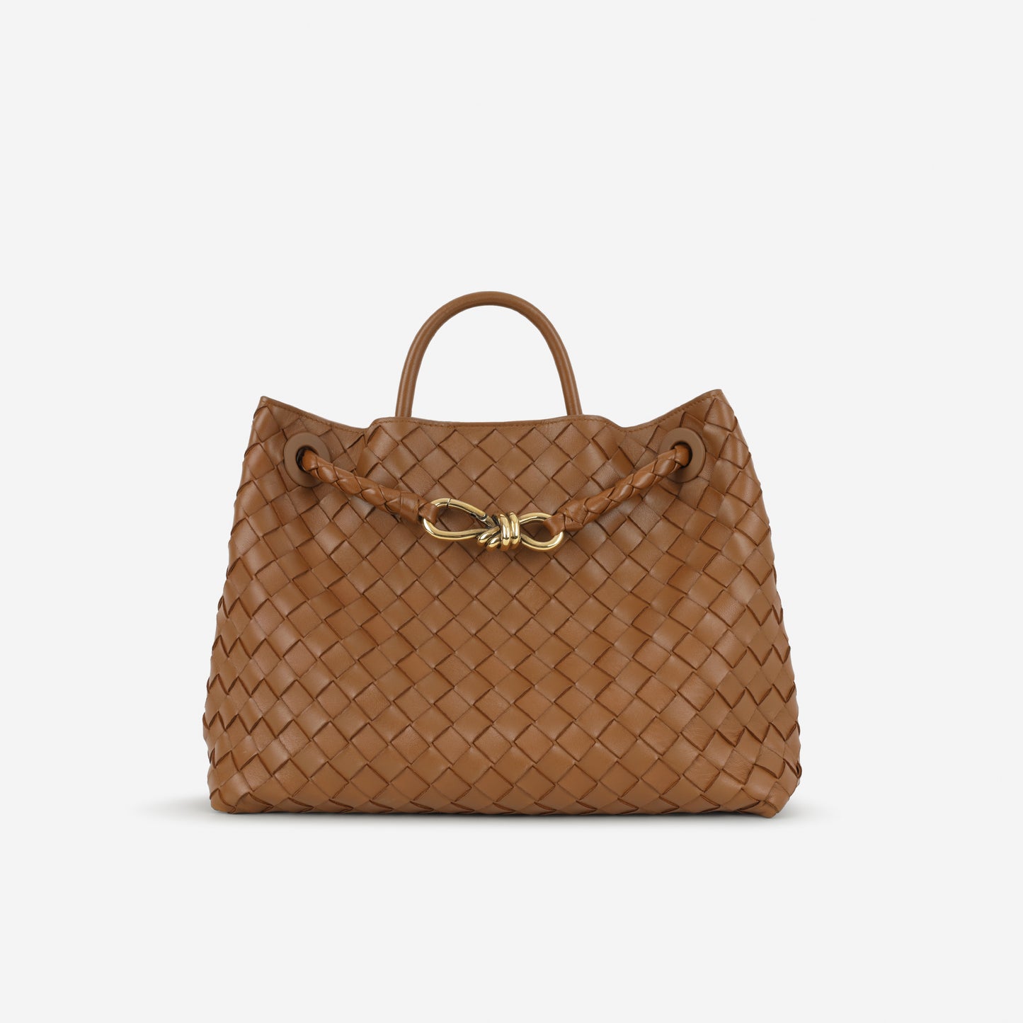 Bottega Veneta Medium Andiamo - Amber Intrecciato | Gold Hardware