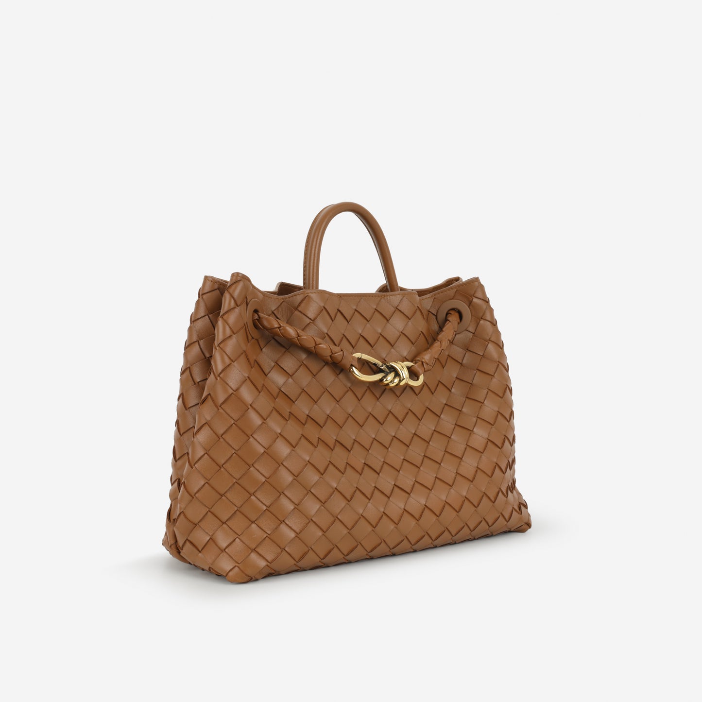 Bottega Veneta Medium Andiamo - Amber Intrecciato | Gold Hardware