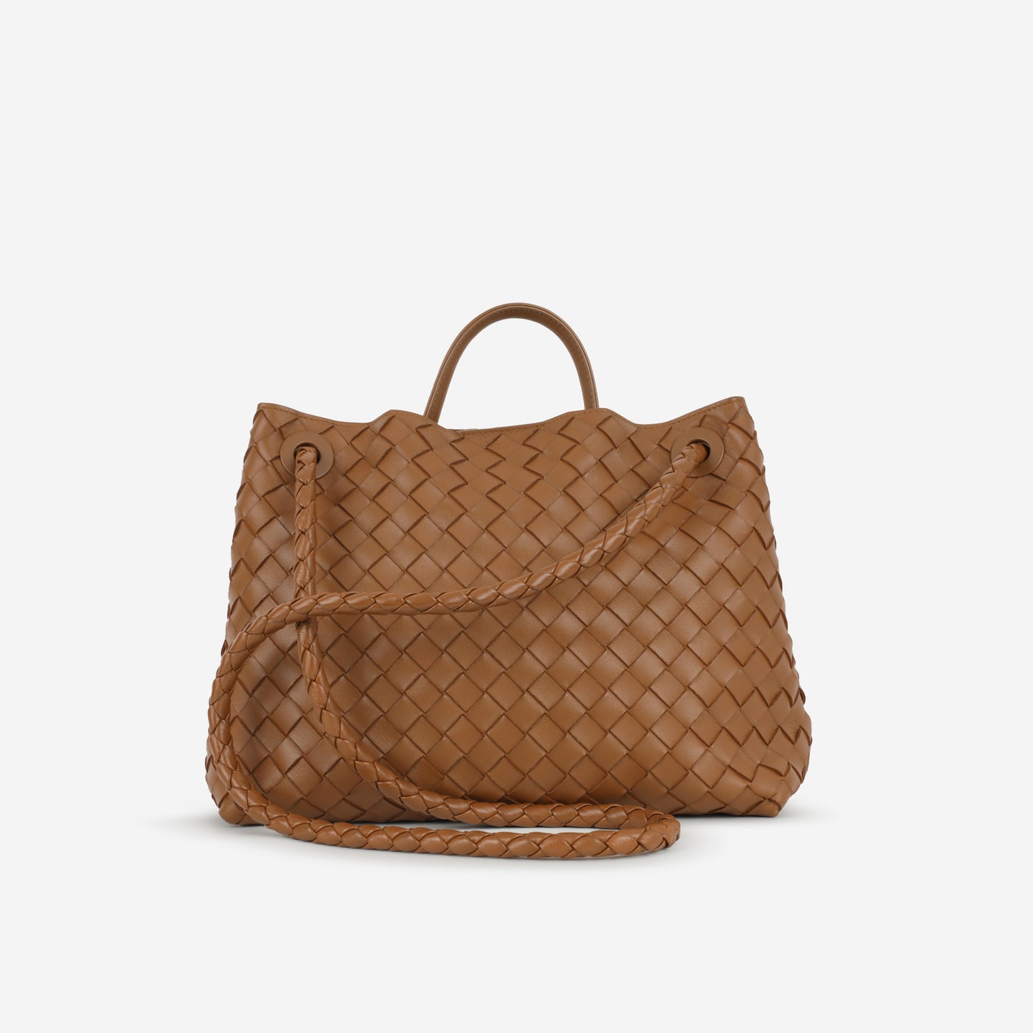 Bottega Veneta Medium Andiamo - Amber Intrecciato | Gold Hardware