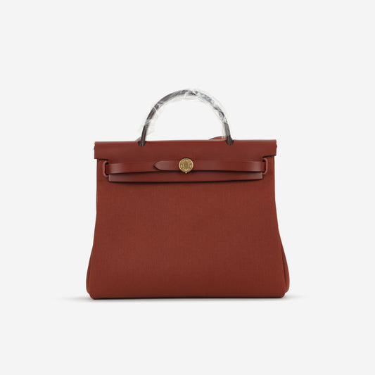 Hermès Herbag 31 - Rouge H Canvas / Hunter | Gold Hardware