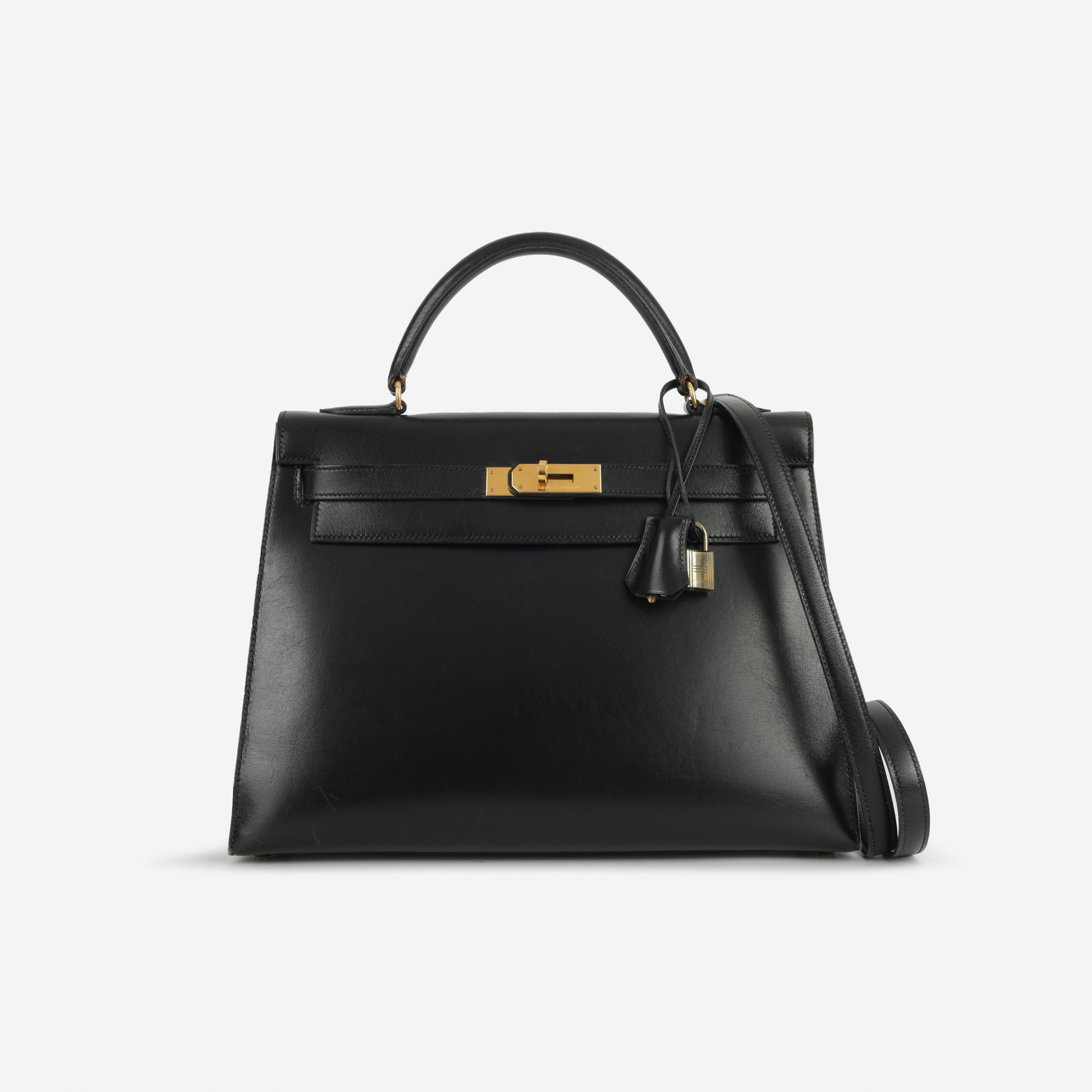 1990 Hermès Vintage Kelly 32 Sellier - Black Box Calf | Gold