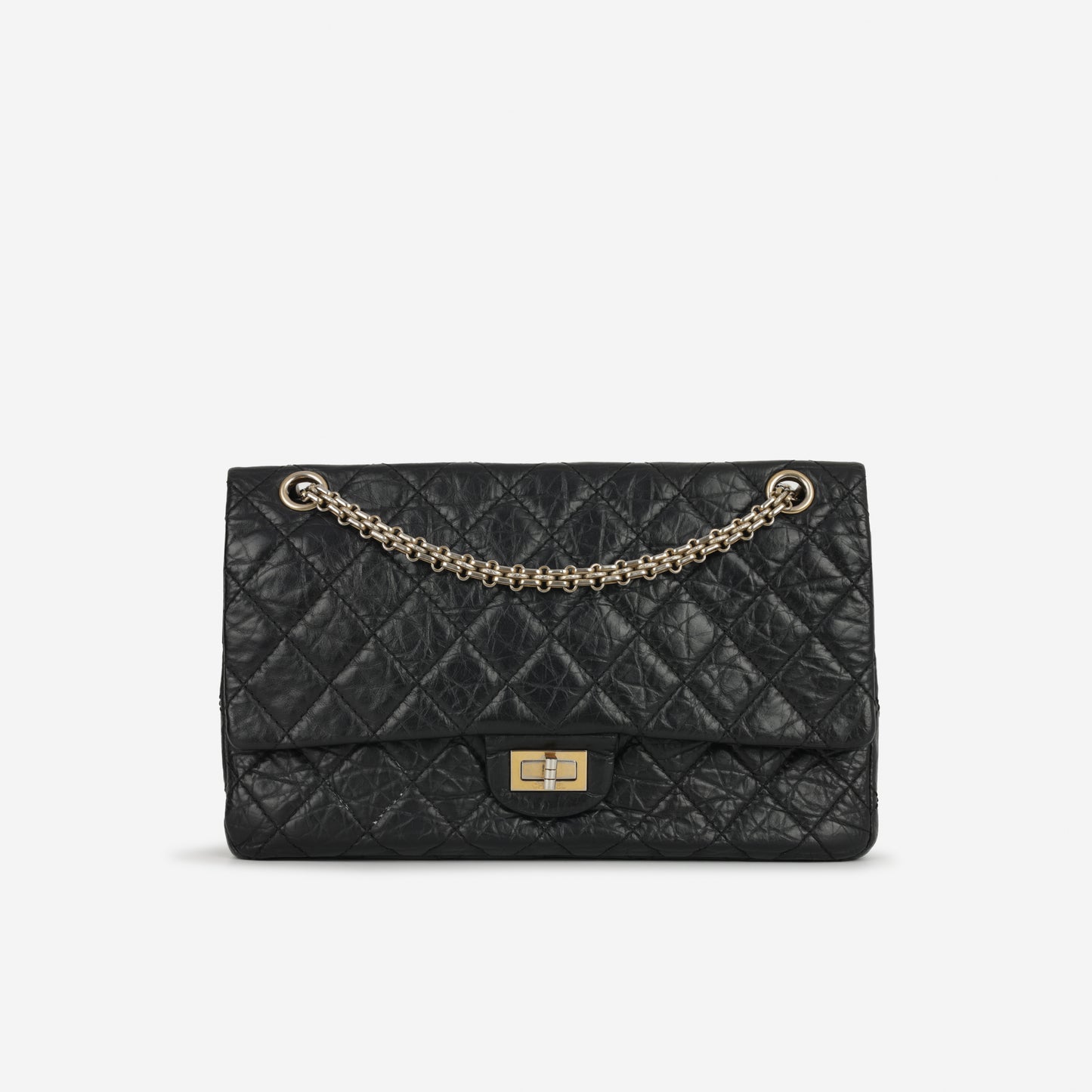 Chanel 2.55 Reissue 226 - Black Crumpled Calfskin | Gold Hardware