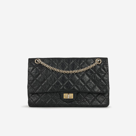 Chanel 2.55 Reissue 226 - Black Crumpled Calfskin | Gold Hardware