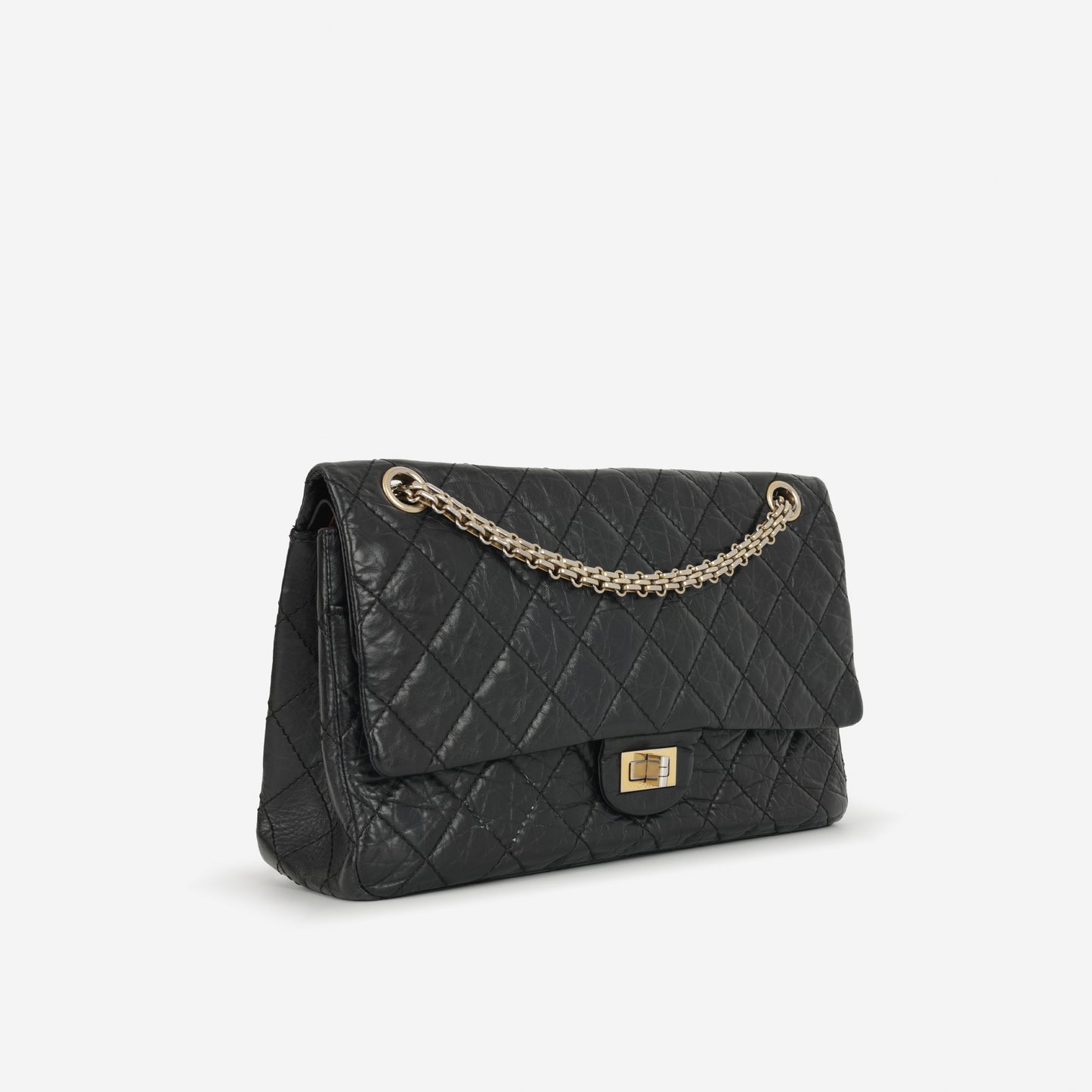 Chanel 2.55 Reissue 226 - Black Crumpled Calfskin | Gold Hardware
