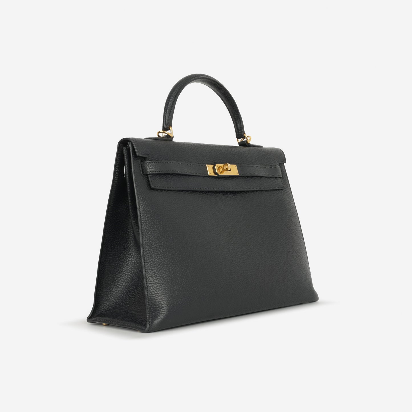 Hermès Vintage Kelly 35 'Mou' - Black Ardennes | Gold Hardware