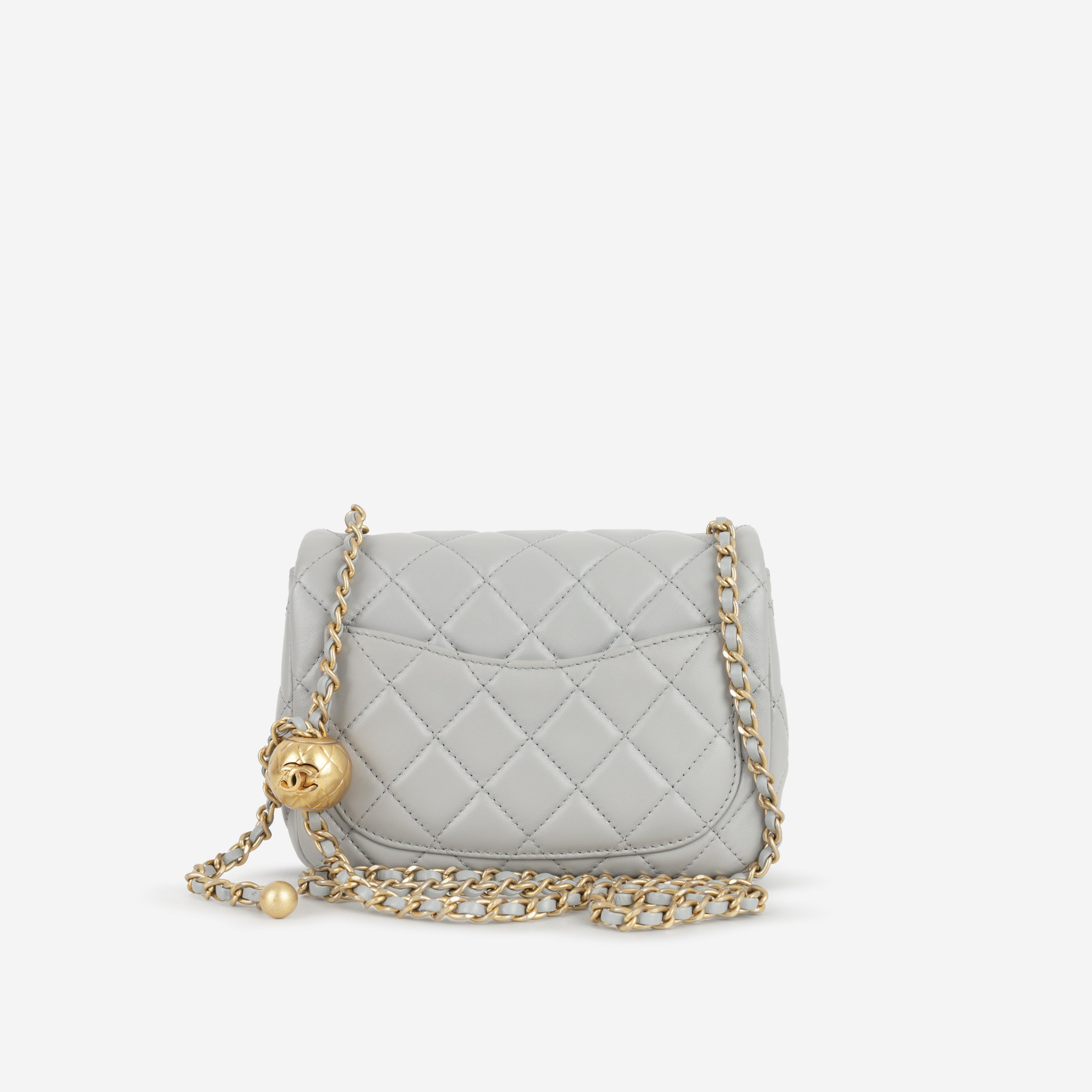 Chanel Mini Flap Square Pearl Crush - Grey Lambskin | Gold