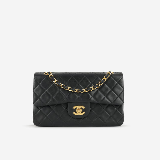 Chanel Vintage Small Classic Flap | Black Lambskin | Gold Hardware